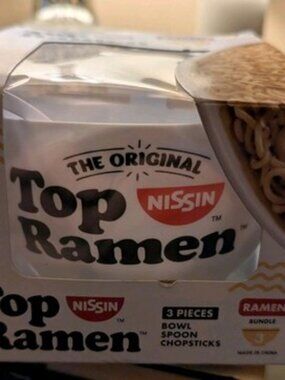 Nissin Top Ramen 3-Piece Ramen Bundle - Bowl, Spoon & Chopsticks - New In Box